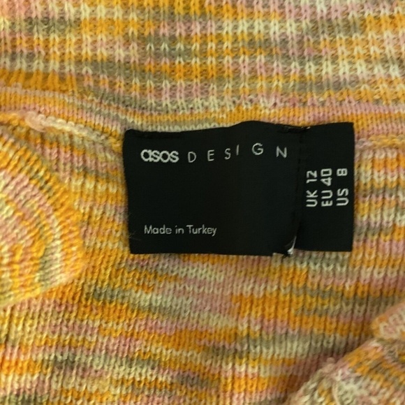 ASOS Design Size 8 w/Space Dye Print 100% Acrylic Long Sleeve Cardigan Sweater - Picture 4 of 5